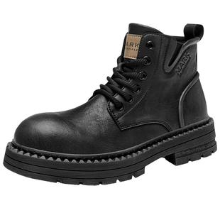 马克华菲马丁靴男2025新款冬季加绒雪地靴男麟威男鞋靴子男款皮靴