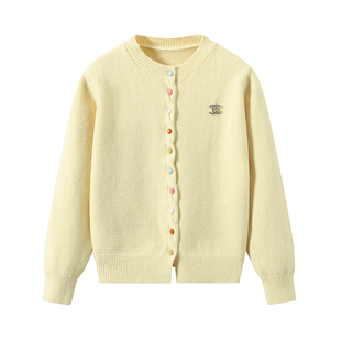 DDXZ夕子 甜美多巴胺单排扣开衫毛衣赠胸针彩色纽扣圆领针织衫女