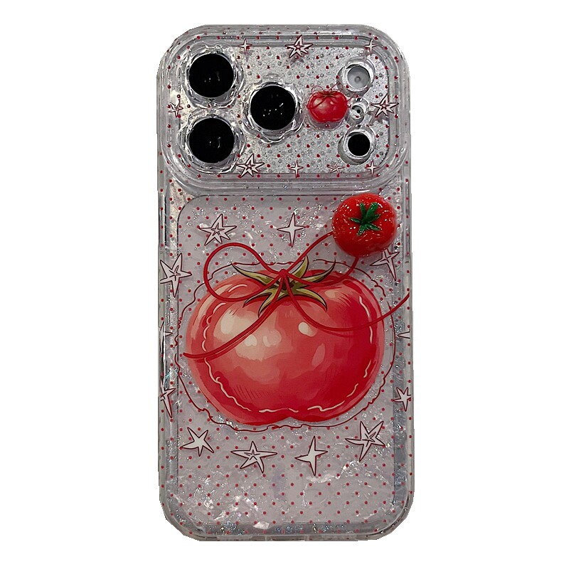 适用苹果系列iPhone17新款手机壳13promax16promax创意可爱番茄15promax14promax全包花朵镜框网红女款保护套