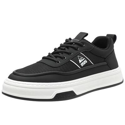 夏季透气网面鞋男款黑色轻便板鞋