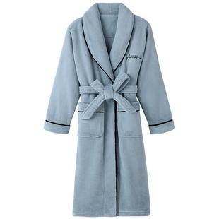 睡袍女冬季珊瑚绒加厚加绒长款浴袍睡衣秋冬法兰绒冬款浴衣家居服