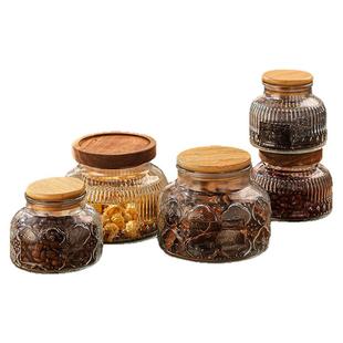 复古玻璃咖啡收纳储物罐糖罐罐子玻璃瓶糖果食品级密封罐茶叶蜂蜜