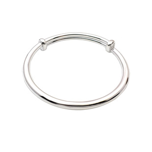 纯银999足银光面手镯实心推拉银镯子女简约大人亲子宝宝满月银饰