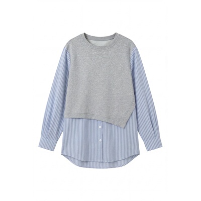 时尚休闲拼接蓝色条纹设计感卫衣