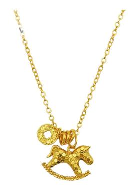 钱币摇马项链女碎冰冰铜钱小众本命年毛衣链暴富小马气质百搭颈链