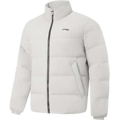 李宁男子短羽绒服2025新款健身防泼水80%鸭绒保暖立领外套AYMV215