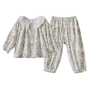 嫚熙宝贝儿童家居服套装弹力丝麻棉春夏季2026年新款男女宝宝睡衣