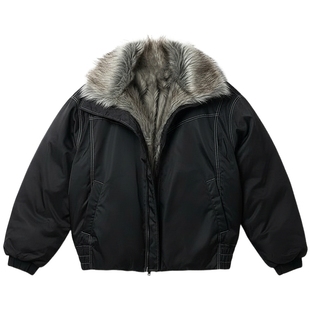 男士黑色保暖羽绒服男款蓬松高级感毛领外套冬装夹克衫2025年新款