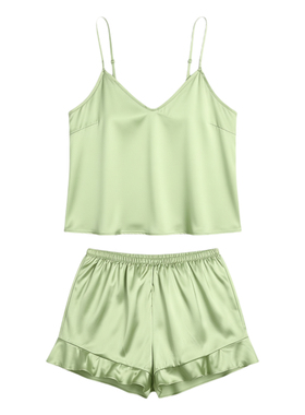 女士纯色V领吊带睡衣女士