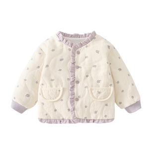 婴儿衣服秋冬夹棉保暖上衣婴幼儿棉袄外套小月龄宝宝冬装棉衣女宝