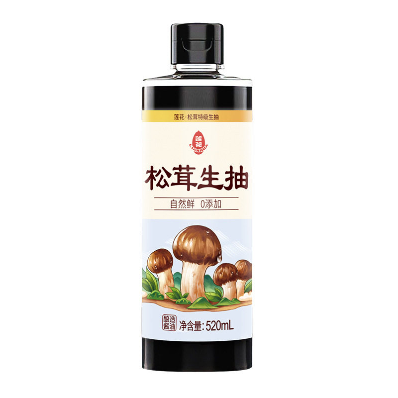 莲花零添加松茸生抽520ml自然鲜放心吃家用凉拌调味特级酿造酱油