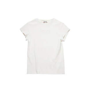 HERLIAN 夏季领口拼色字母T恤宽松圆领短袖