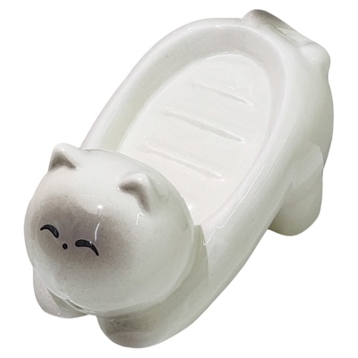 卡通暹罗猫沥水肥皂盒家用免打孔卫生间可爱陶瓷皂碟香皂置物架子