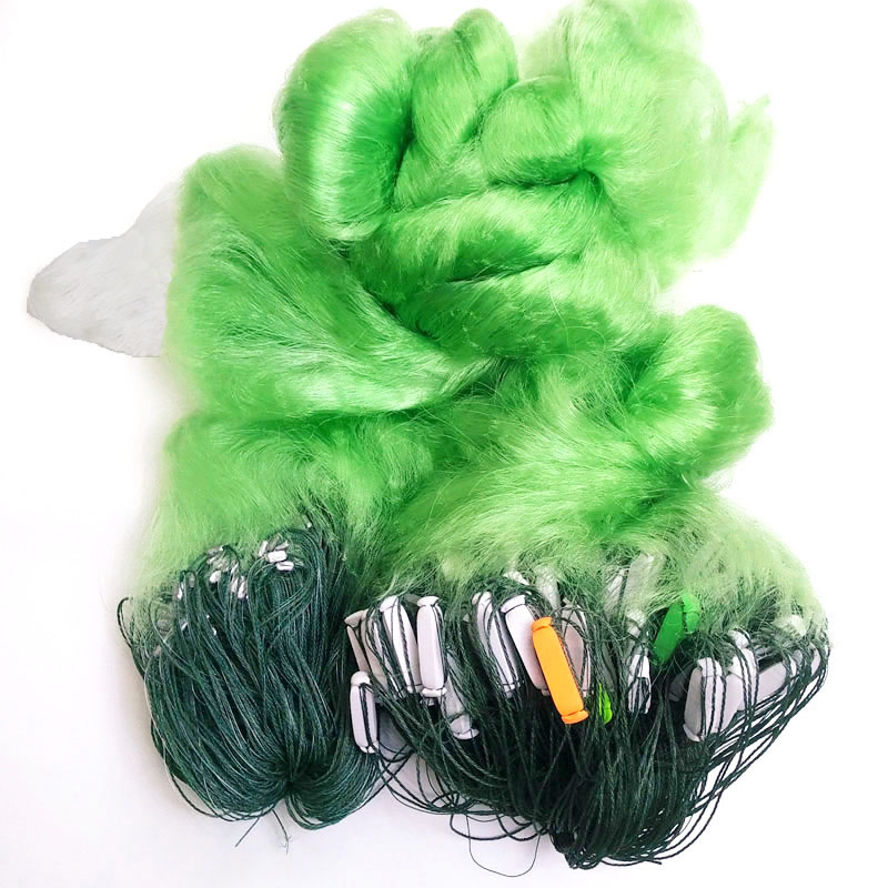 绿丝8米10米15米高100米三层水库渔网鱼网粘网丝网沉网浮网捕鱼网