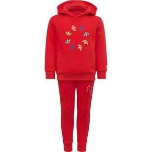 Adidas/阿迪达斯正品春秋三叶草HOODIE SET男女童运动套装 HB9483