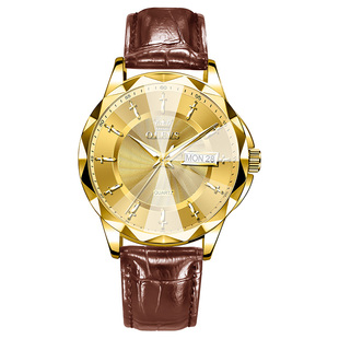 欧利时2026新款男士手表男款商务皮带金色正品高端石英表男表名牌