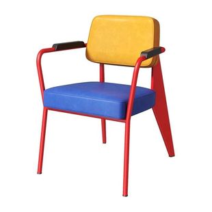 北欧软垫餐厅椅家用靠背椅网红铁艺美式书桌咖啡厅店扶手饭桌椅子