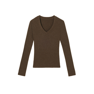 磨毛长袖T恤女秋冬季2026新款V领内搭打底衫今年流行正肩显瘦上衣