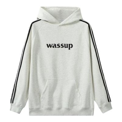 三条杠字母卫衣WASSUP潮牌