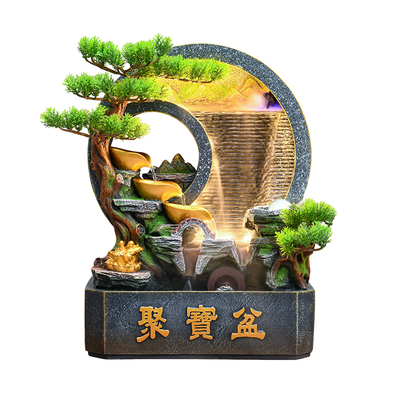 新中式水幕墙假山流水摆件循环水