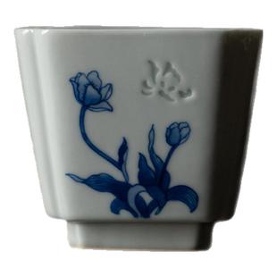 富玉窑官方旗舰店景德镇茶杯主人杯男款高端柴窑青花玲珑陶瓷单杯