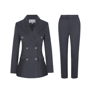 秋冬商务高端灰色西装套装女职业通勤气质女装小个子正装西服外套