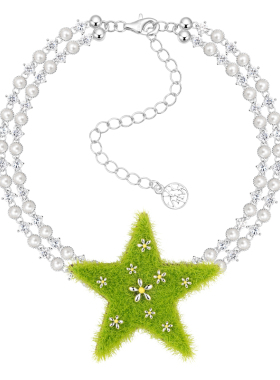 YVMIN尤目 草地星星项链毛绒双层珍珠项链锁骨链生日礼物新品