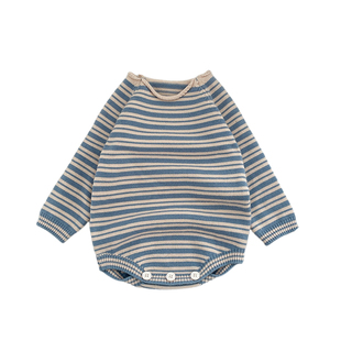 新生婴儿衣服秋装男宝宝针织连体衣春秋季洋气男童包屁衣秋天爬服