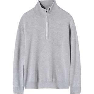 石见山羊毛混纺12针立领毛衣男士通勤秋冬加绒保暖内搭套头针织衫