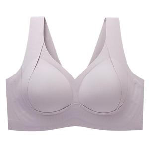 润微大胸提拉内衣女夏薄款防下垂隐形无痕文胸收副乳大码聚拢胸罩