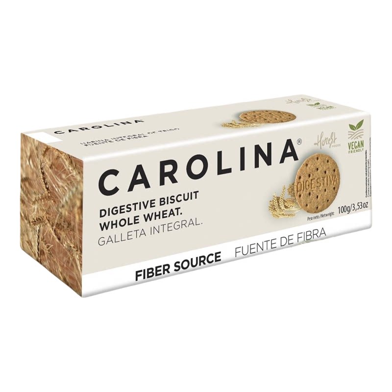 CAROLINA西班牙无添加糖消化饼全麦低糖100gx1包消化饼干休闲零食