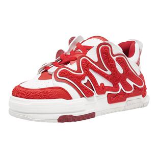 商场专柜同款红蜻蜓时尚撞色厚底板鞋春秋新款女鞋高帮透气运动鞋