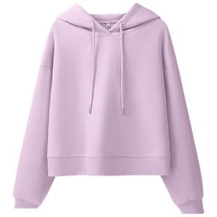 唐狮紫色短款连帽卫衣女款2026年春装新品时尚漂亮洋气薄款外套VB