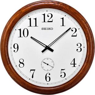 SEIKO日本精工20寸次秒针大气中式家用客厅企业办公桤木实木挂钟