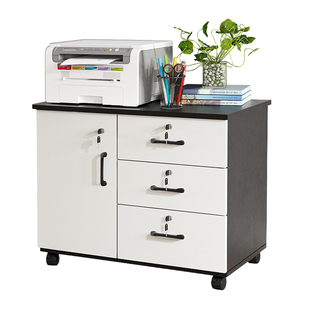 办公室收纳落地文件柜移动办公柜子资料柜木质矮柜带锁抽屉小柜子