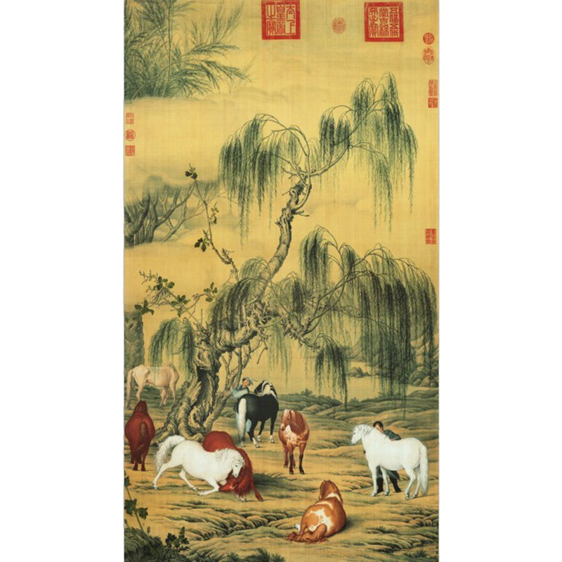 新款印花正品十字绣八骏图DMC