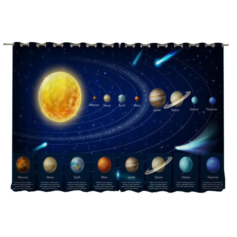宇宙星空窗帘背景遮光北欧儿童房