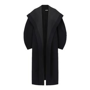 【SALE】【deepmoss】女士茧型连袖翻领造型长款毛呢大衣外套