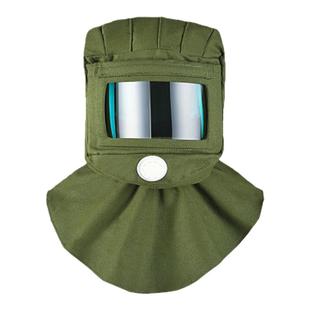 打磨防尘喷砂喷漆通风弯玻璃大头帽防溅风沙头套帽面罩风帽披肩帽