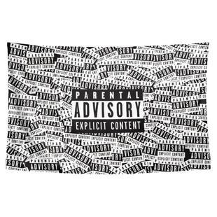 Parental Advisory街头嘻哈说唱专辑潮牌脏标装饰背景布海报挂布