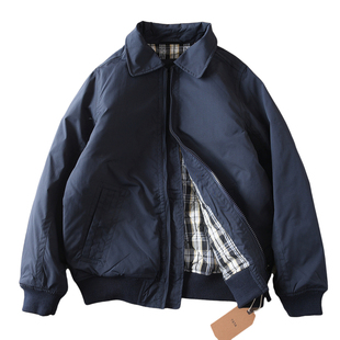 333#美式休闲冬季加厚保暖夹棉防风夹克外套男简约过冬棉服棉衣男