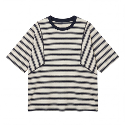 a02【ET自然系列】条纹短袖T恤女2026夏季新款设计感宽松显瘦上衣