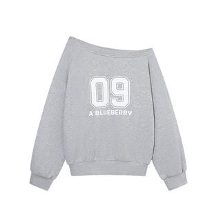 运动少女系列ablueberry斜肩印花卫衣女26春波点运动辣妹背心上衣