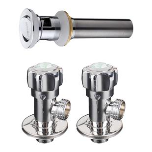 法恩莎浴室柜配件铜三角阀波纹管防臭去水管铜翻板弹跳去水器龙头