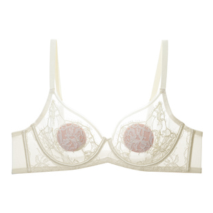 梧桐本色大胸显小内衣女士超薄款法式浪漫胸罩性感蕾丝防下垂文胸