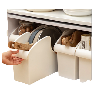 厨房锅具收纳盒日式橱柜锅盖下水槽置物架家居抽拉滑轮收纳架神器