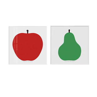 Enzo Mari 红色苹果绿色梨子北欧极简约卡通艺术儿童房小众装饰画