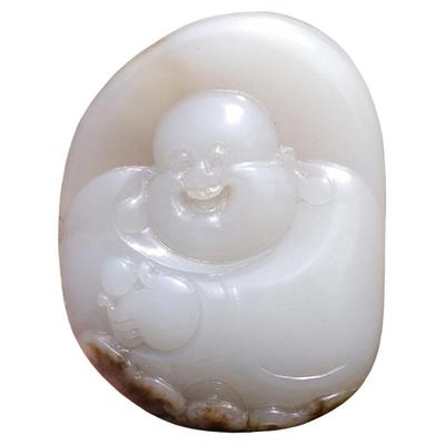 和田玉籽料金蟾白玉虎皮手把件