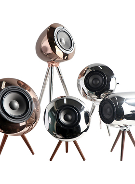 简约现代轻奢不锈钢艺术蓝牙音响摆件样板间售楼处客厅桌面装饰品