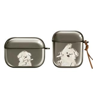 适用苹果耳机保护套airpods4耳机壳1/2代情侣款airpodspro二代无线蓝牙airpods3三代可爱小狗ipods防摔pro3软